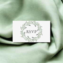 Cartão De Informações Greenery Olive Wedding RSVP