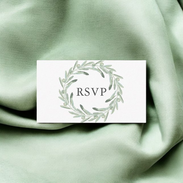 Cartão De Informações Greenery Olive Wedding RSVP (Criador carregado)