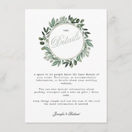 Cartão De Informações Greenery Squarelett, buquê aquarela verde