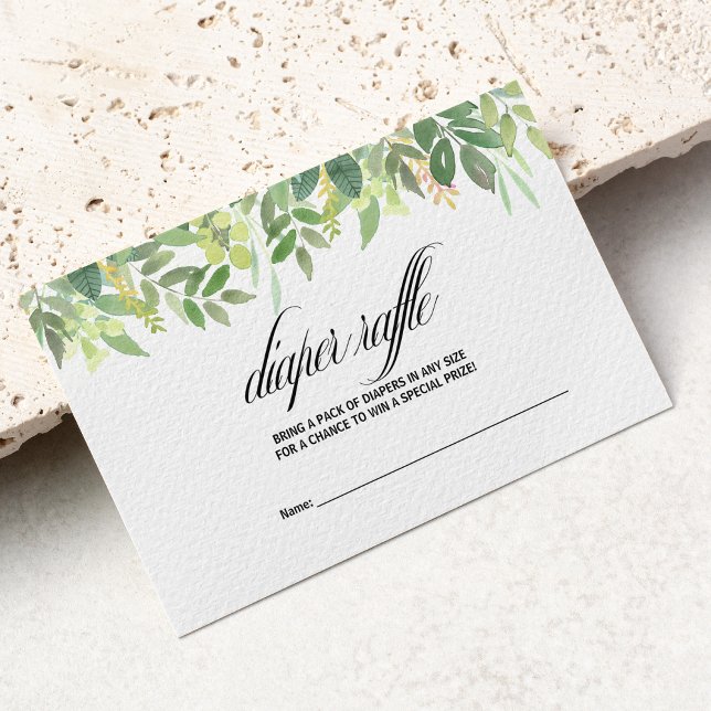 Cartão De Informações Greenery Summer Destination Fralda Raffle (Criador carregado)