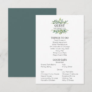 Cartão De Informações Greenery Wedding Guest Information