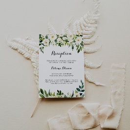Cartão De Informações Greenery White Autumn Floral Recepção de casamento