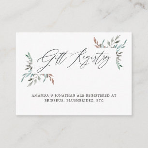 Cartão De Informações Greenery Winter Chá de panela Gift Registry