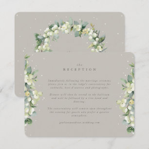 Cartão De Informações Greige Snowberry + Eucalipto Recepção de Casamento