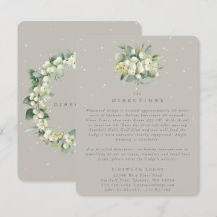 Cartão De Informações Greige Snowberry+Eucalyptus Buquês Direcções
