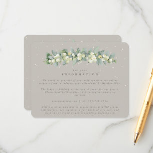 Cartão De Informações Greige Snowberry+Eucalyptus Garland Informações de