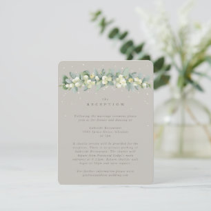 Cartão De Informações Greige Snowberry+Eucalyptus Recepção de casamento
