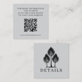 Cartão De Informações Grey Aspen Tree Wedding QR
