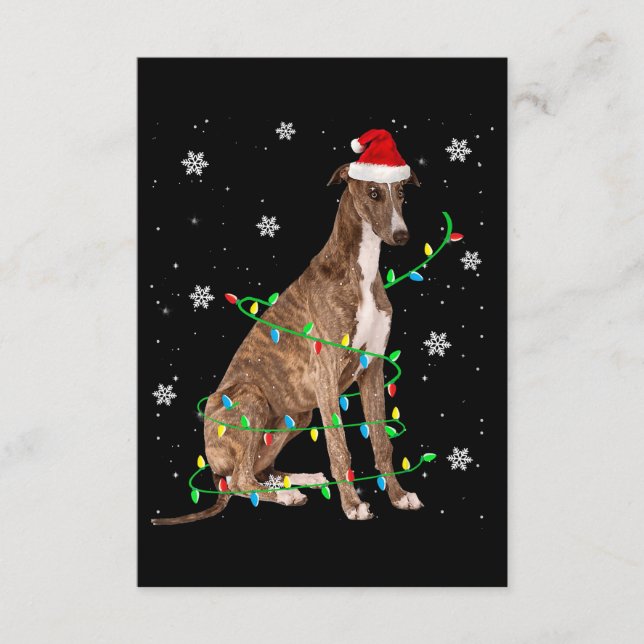 Cartão De Informações greyhound christmas papais noeis fofos e leves (Frente)