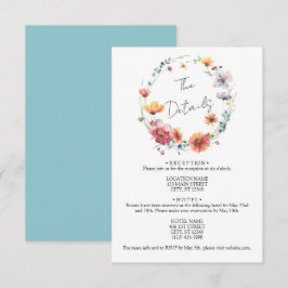 Cartão De Informações Grinalda De Flores Silvestres Elegantes Detalhes D