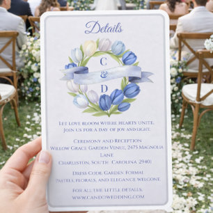 Cartão De Informações Grinalda de Tulipeira em Aquarela Elegante Casamen