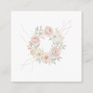 Cartão De Informações Grinalda Floral Pastel Rosa Elegante Design Botâni