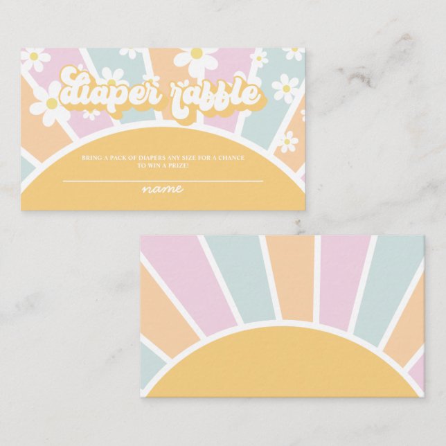 Cartão De Informações Groovy Baby Retro Chá de fraldas raffle Enclos (Frente/Verso)