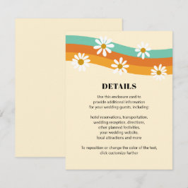 Cartão De Informações Groovy Rainbow 1970s Style Boho Daisy Wedding