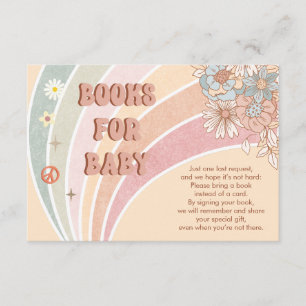 Cartão De Informações Groovy Retro 70s   Livros Arco-Íris para Bebê