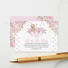 Cartão De Informações Guarda-chuva rosa Livros de Urso de Teddy para Rec