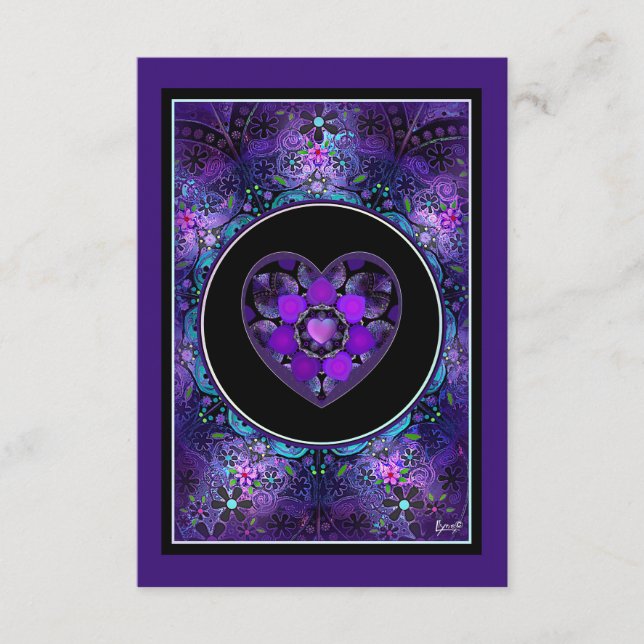 Cartão De Informações Guarda-chuva roxo & corações .7 (Frente)