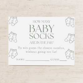 Cartão De Informações Guess How Many Baby Socks Sage Baby Shower Game