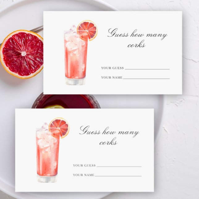 Cartão De Informações Guess how many corks - Cocktail bridal shower (Criador carregado)