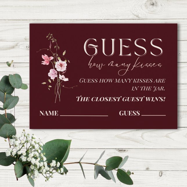 Cartão De Informações Guess How Many Kisses Bridal Shower Game Card (Criador carregado)
