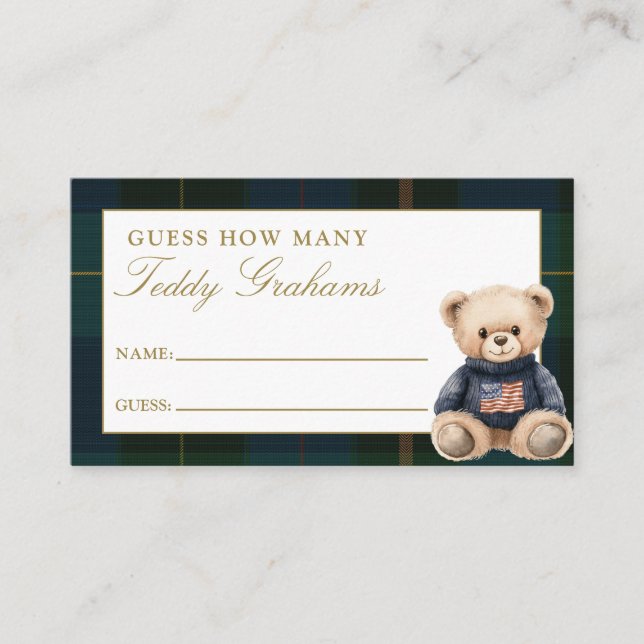 Cartão De Informações Guess How Many Teddy Grahams Baby Shower Game (Frente)