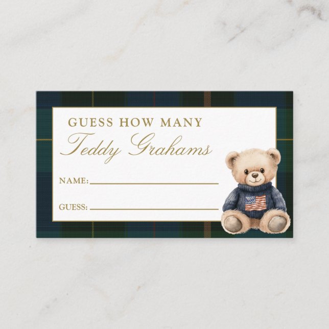 Cartão De Informações Guess How Many Teddy Grahams Baby Shower Game (Frente)