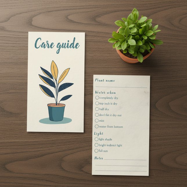 Cartão De Informações Guia de assistência técnica para pedidos de Compro (Fun Care Guide for house plant Shop Orders Enclosure Card.)