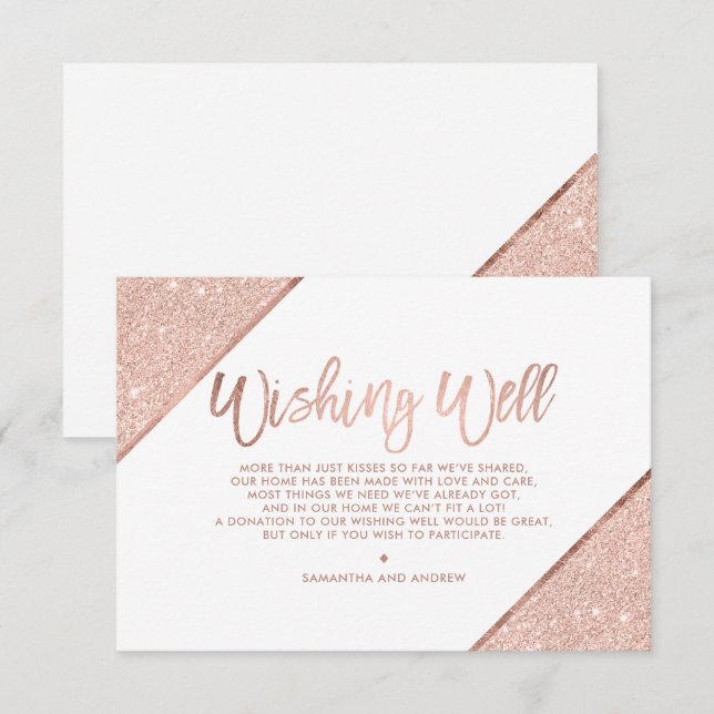 Cartão De Informações guião rosa dourado-brilho branco que desejasse bem (Frente/Verso)