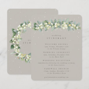 Cartão De Informações Guirlanda de casamento Greige Snowberry+Eucalyptus