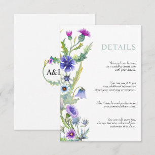 Cartão De Informações Guirlanda de flores silvestres em aquarela para ca