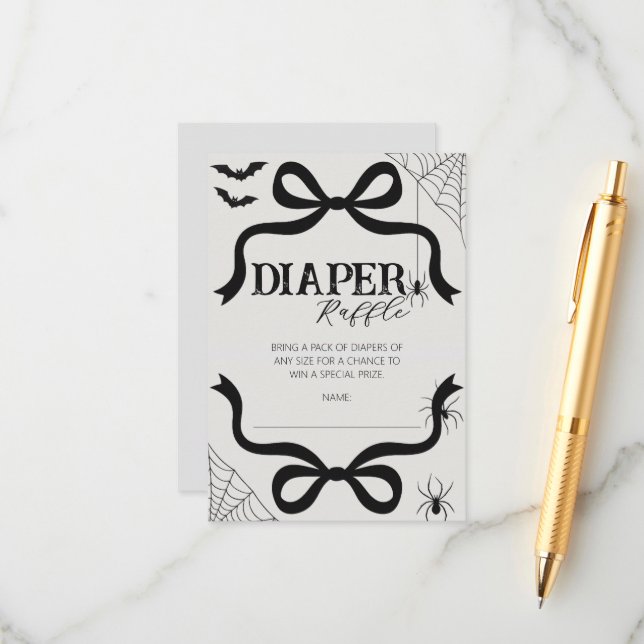 Cartão De Informações Halloween Bow Baby Shower Diaper Raffle (Frente/Verso In Situ)