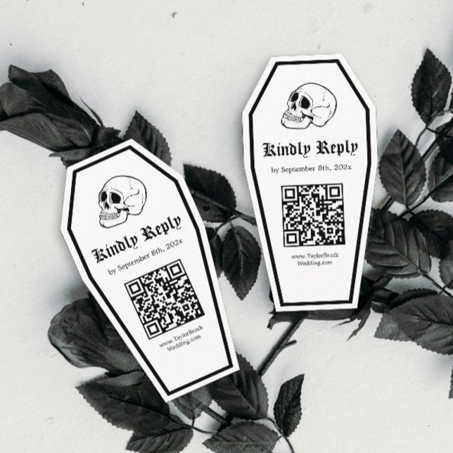 Cartão De Informações Halloween Coffin Wedding RSVP Qr Code DIY (Criador carregado)