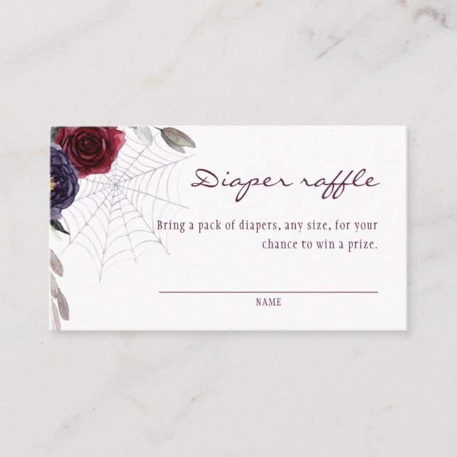 Cartão De Informações Halloween Floral Fralda Raffle (Frente)