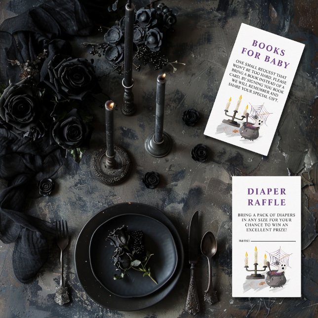 Cartão De Informações Halloween Ghost Little Boo Baby Fralda Raffle (A Little Boo is Almost Due Books for Baby - Baby Shower Enclosure Card )