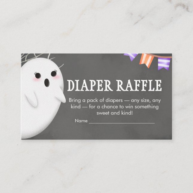 Cartão De Informações Halloween Little Boo Fralda Raffle (Frente)