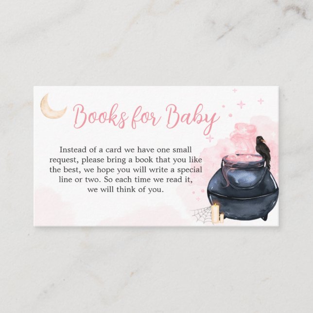 Cartão De Informações Halloween Rosa Bebê está criando livros para bebê (Frente)