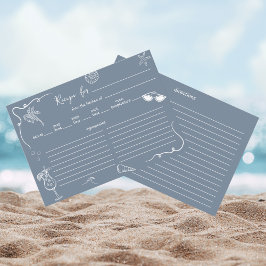 Cartão De Informações Hand Drawn Beach Doodle Bridal Shower Recipe Card 