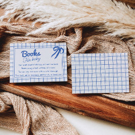 Cartão De Informações Hand Drawn Blue Gingham Bow Boy Book Request