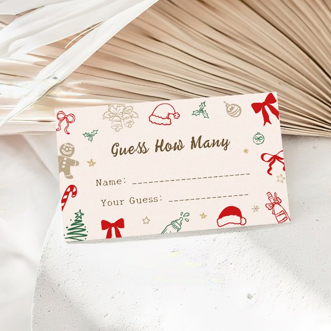 Cartão De Informações Hand Drawn Christmas Baby Shower Guess How Many (Criador carregado)