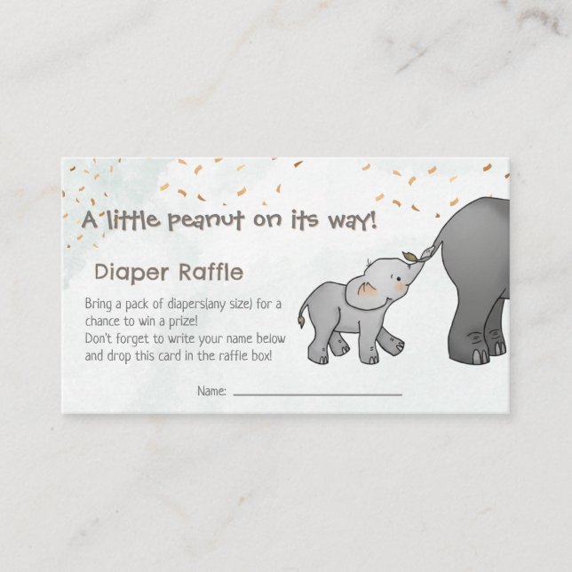 Cartão De Informações  Hand Drawn Elephant Little Peanut Diaper Raffle  (Frente)