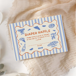 Cartão De Informações Hand Drawn Italian Baby Shower Diaper Raffle