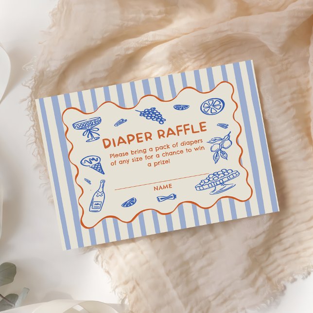 Cartão De Informações Hand Drawn Italian Baby Shower Diaper Raffle (Criador carregado)