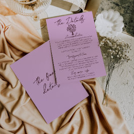 Cartão De Informações Hand Drawn Lilac Burgundy Floral Wedding Details