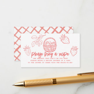 Cartão De Informações Hand-drawn Strawberry Bridal Shower Recipe Request