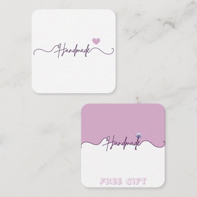 Cartão De Informações Handmade Free Gift Floral Small Business Packaging (Frente/Verso)