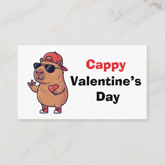 Cartão De Informações Happy Valentine's Day Cool Capybara Classroom Card (Frente)