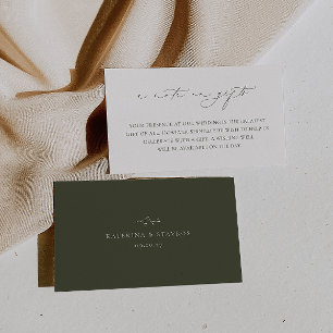 Cartão De Informações HARMONY Olive Green Casamento Uma Nota Sobre Prese