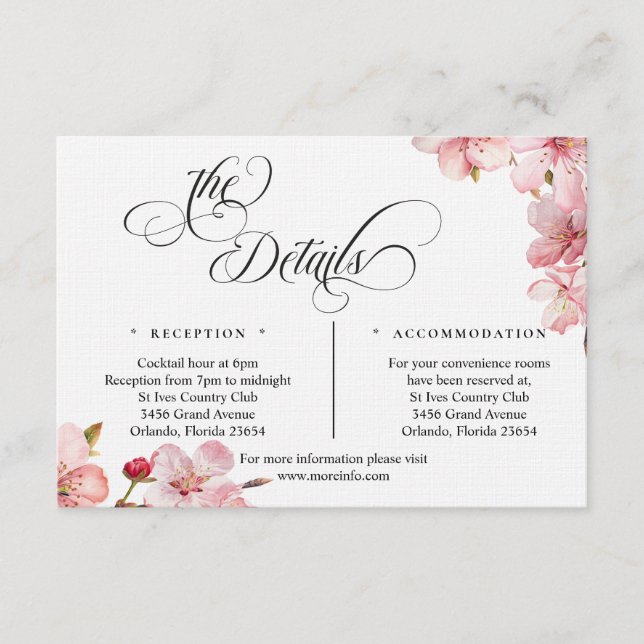 Cartão De Informações Hawthorne Calligraphy Details Enclosure Card (Frente)