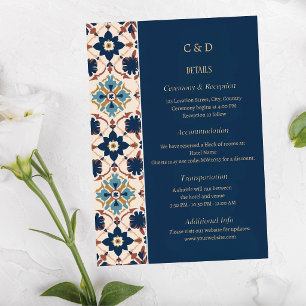 Cartão De Informações Herança Moderna de Talavera Casamento Elegante