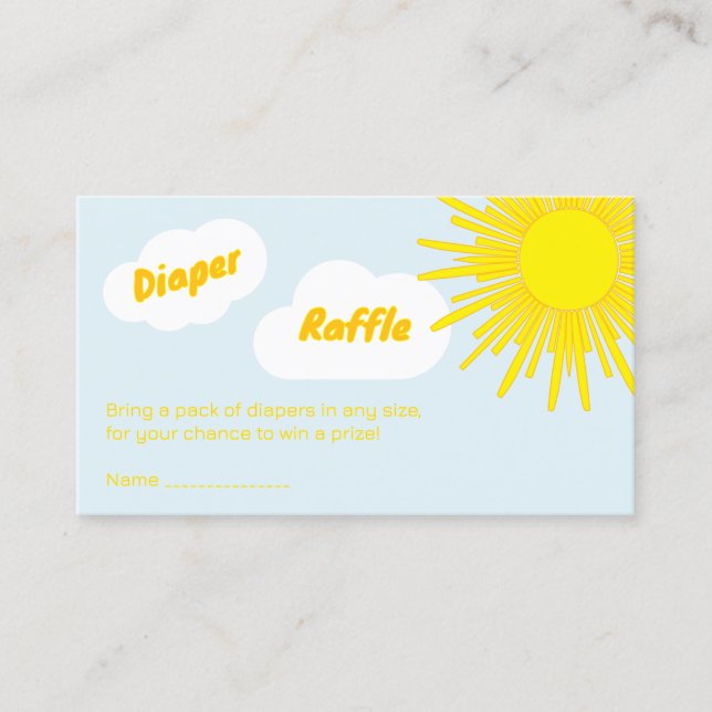 Cartão De Informações Here Comes The Son Boy Baby Shower Diaper Raffle (Frente)